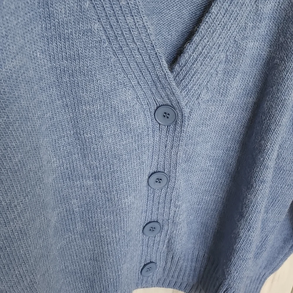 ASOS Design V-Neck Cardigan Puff Sleeve Blue UK 16 | US 12 NEW NWT - Picture 10 of 15